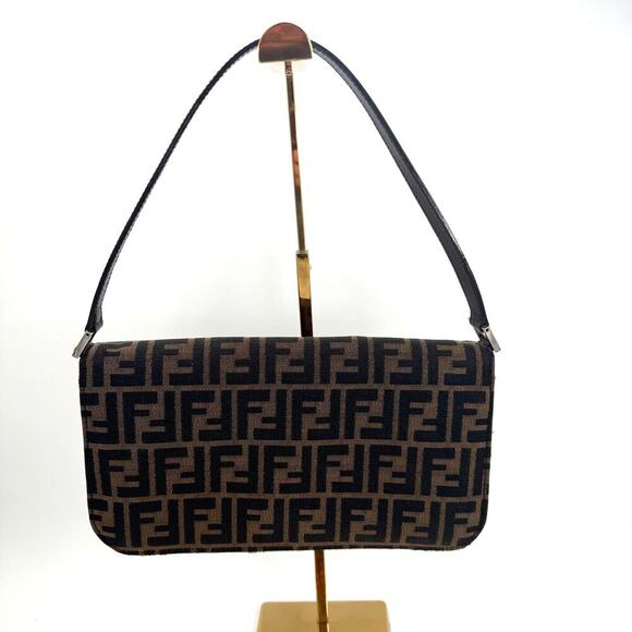 Fendi FF Tobacco Zucca Baguette Shoulder Bag  Canvas Leather SHW Authentic‎ CoA - Picture 12 of 16